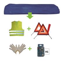 Jbm 52768 - Kit emergencia bolsa azul + mk h1 + chaleco + triang. + guan