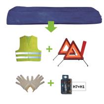 Jbm 52771 - Kit emergencia bolsa azul + mk h7+h1 + chaleco + triang. + g