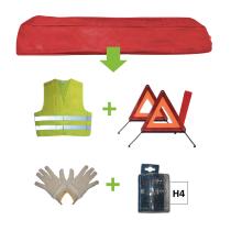 Jbm 52777 - Kit emergencia bolsa roja + mk h4 + chaleco + triang. + guan