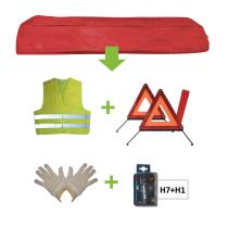 Jbm 52779 - Kit emergencia bolsa roja + mk h7+h1 + chaleco + triang. + g