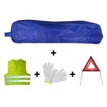 Jbm 53177 - Kit emergencia bolsa azul ribete+triangulo+chaleco+guantes