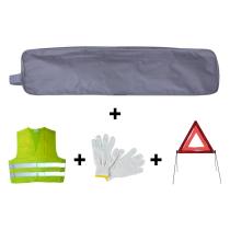 Jbm 53178 - Kit emergencia bolsa gris ribete+triangulo+chaleco+guantes