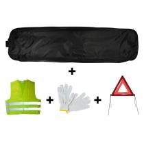 Jbm 53179 - Kit emergencia bolsa negra ribete+triangulo+chaleco+guantes