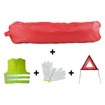 Jbm 53180 - Kit emergencia bolsa roja ribete+triangulo+chaleco+guantes