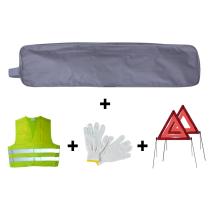 Jbm 53182 - Kit emergencia bolsa gris ribete+2triangulos+chaleco+guantes