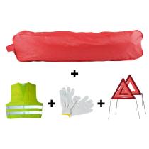 Jbm 53184 - Kit emergencia bolsa roja ribete+2triangulos+chaleco+guantes